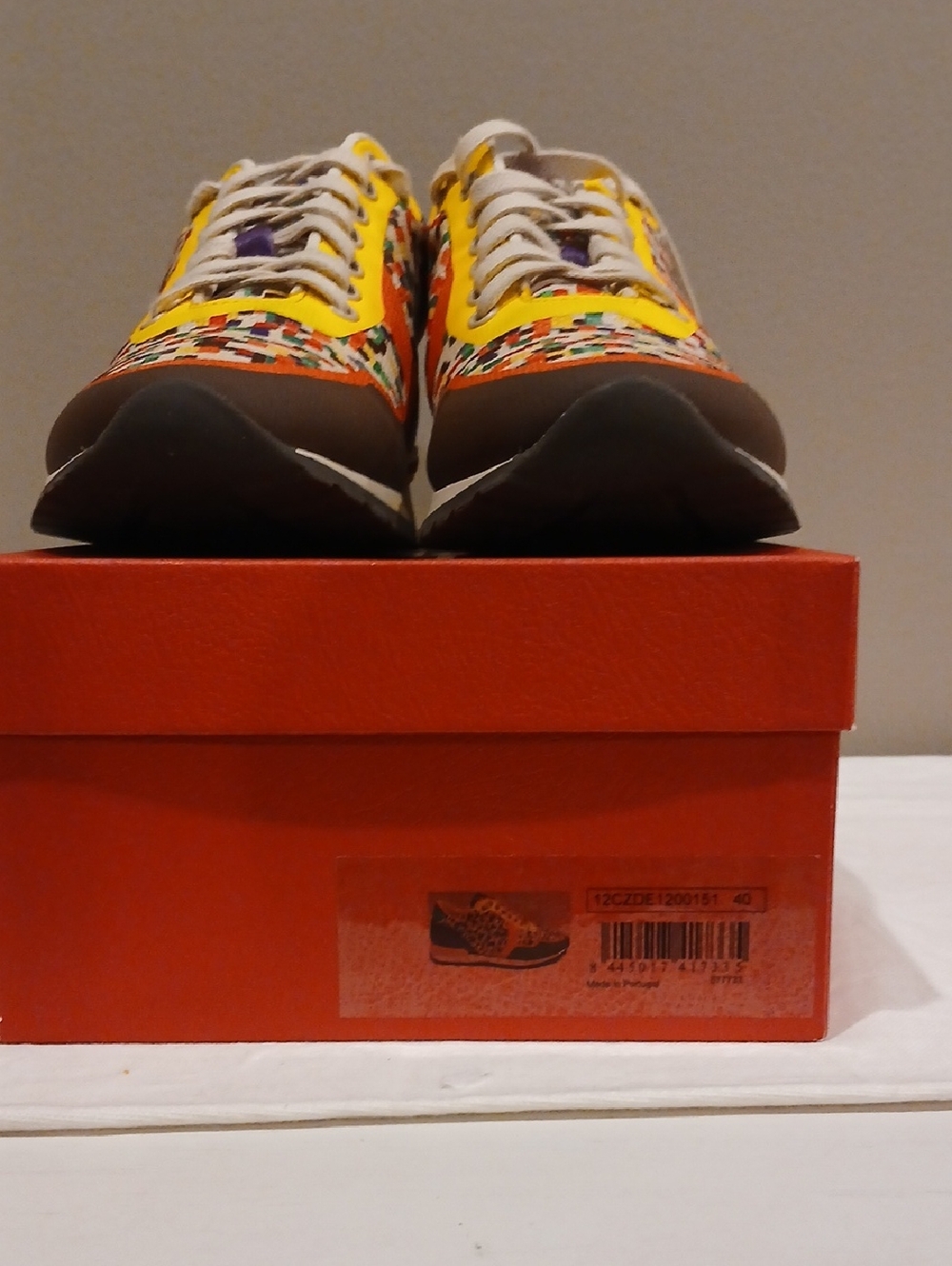 Carolina Herrera Multicolor Yellow Brown Lace-Up Sneakers